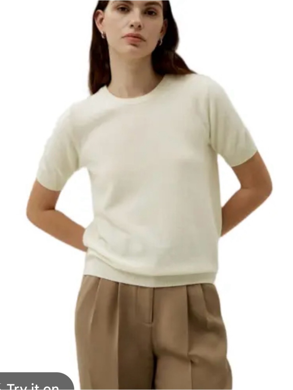 Nordstrom’s Cashmere Cream Short Sleeve Sweater.